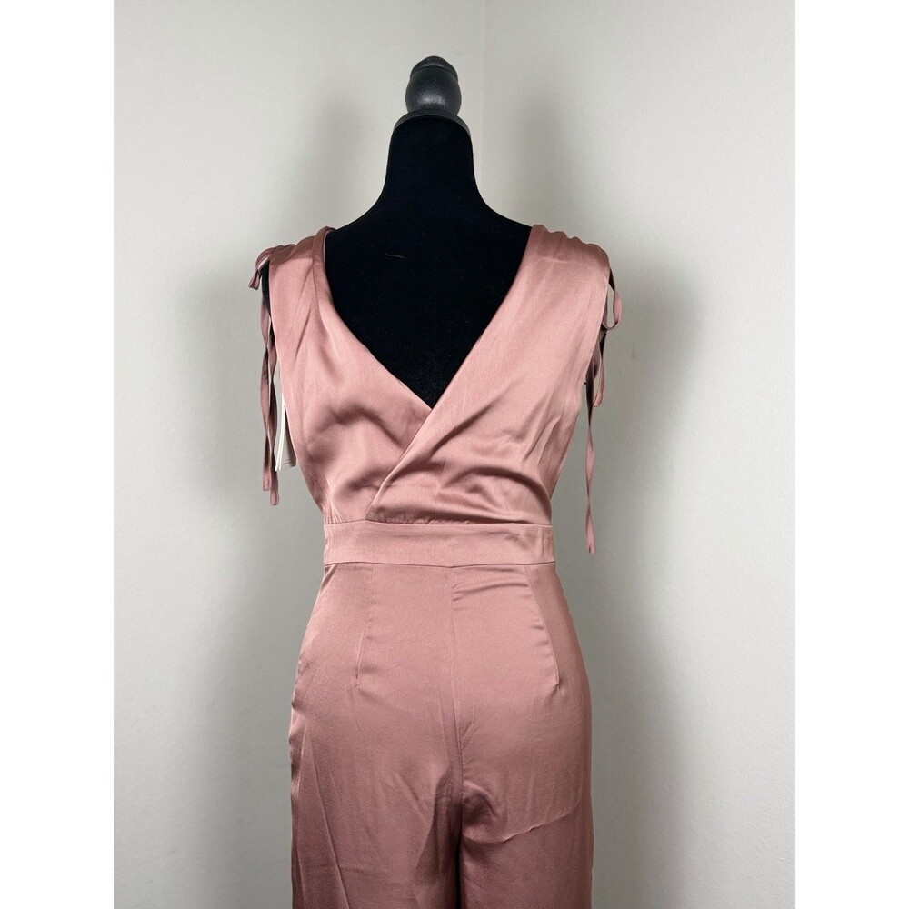 Skies Are Blue Satin Jumpsuit XS Mauve Pink Tie Shoulder Wide Leg NWT - Picture 9 of 15